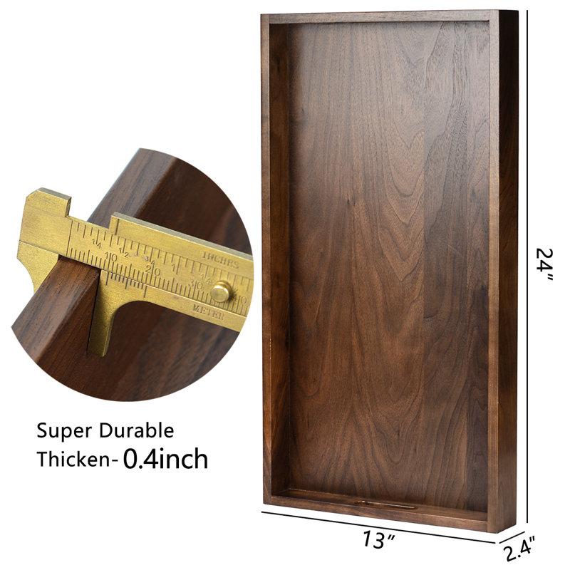 Wayfair Glaude Rectangle Black Walnut Solid Wood Serving Tray Ottoman Tray