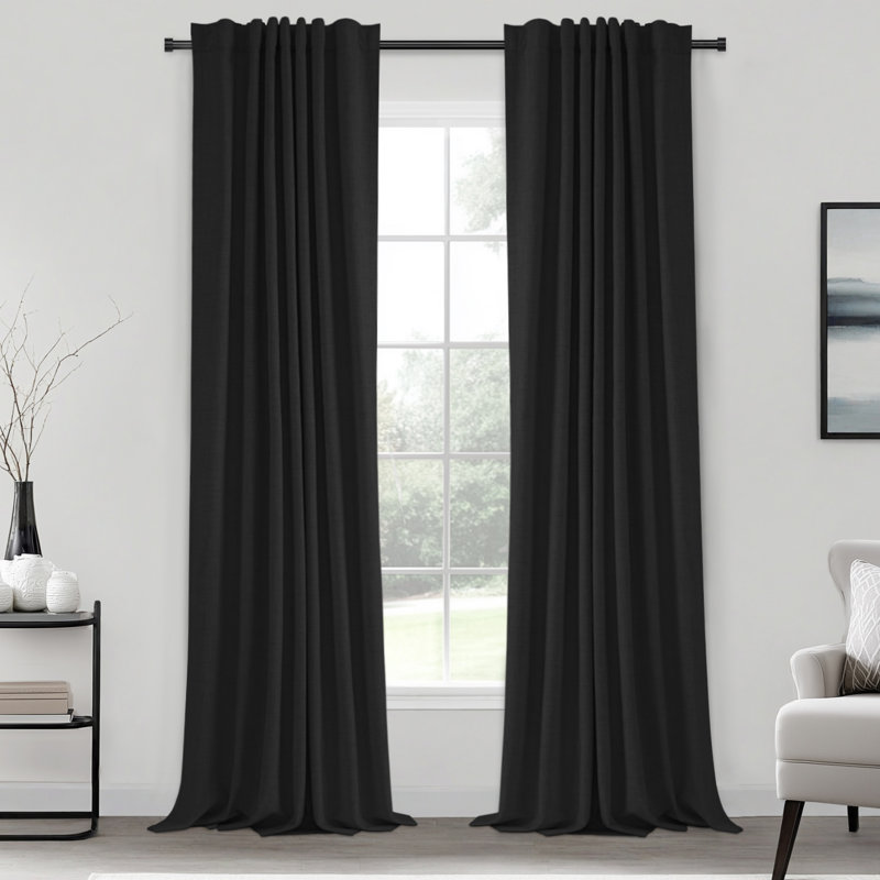 Wayfair Graciella Thermal Insulated Faux Linen Textured 100% Blackout Curtains For Bedroom Living Room Back Tab/Rod Pocket (Set Of 2)