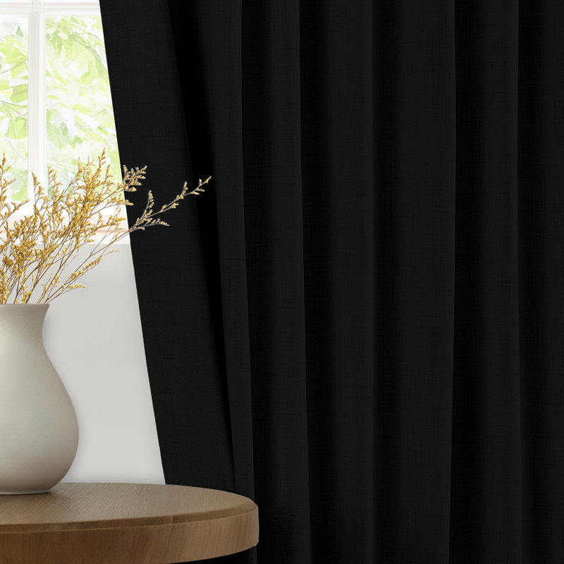 Wayfair Graciella Thermal Insulated Faux Linen Textured 100% Blackout Curtains For Bedroom Living Room Back Tab/Rod Pocket (Set Of 2)