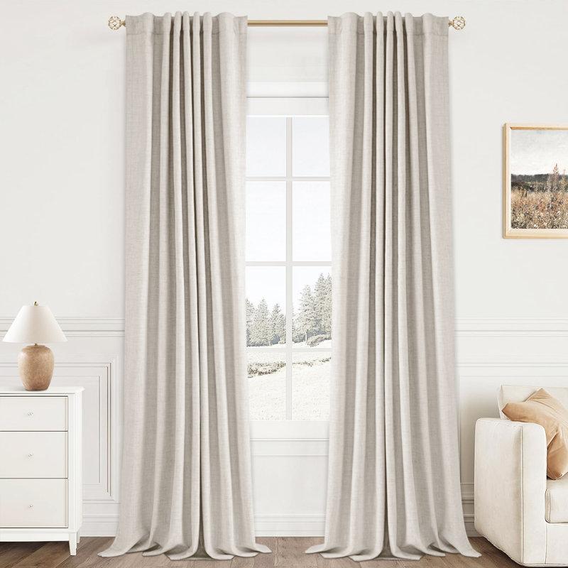 Wayfair Graciella Thermal Insulated Faux Linen Textured 100% Blackout Curtains For Bedroom Living Room Back Tab/Rod Pocket (Set Of 2)