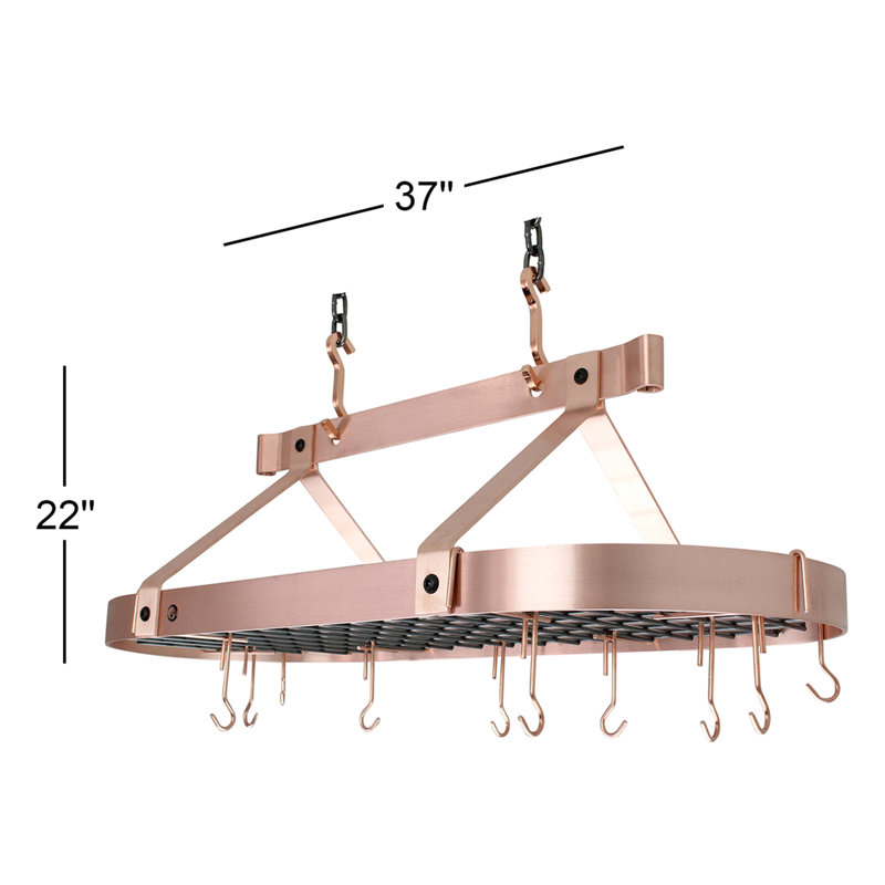 Wayfair Handcrafted 36" French Oval Ceiling Pot Rack With 18 Hooks