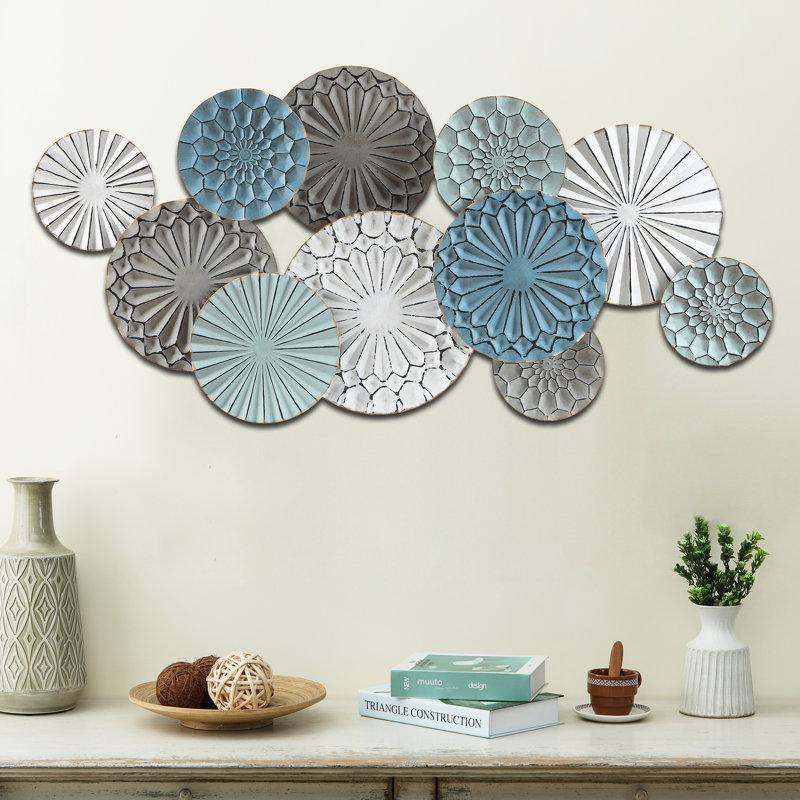 Wayfair Handmade Multi-Color Metal Abstract Flower Wall Decor
