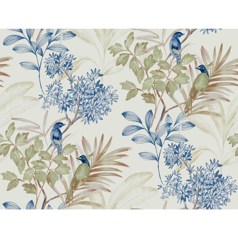 Wayfair Handpainted Songbird Peel & Stick Floral Roll