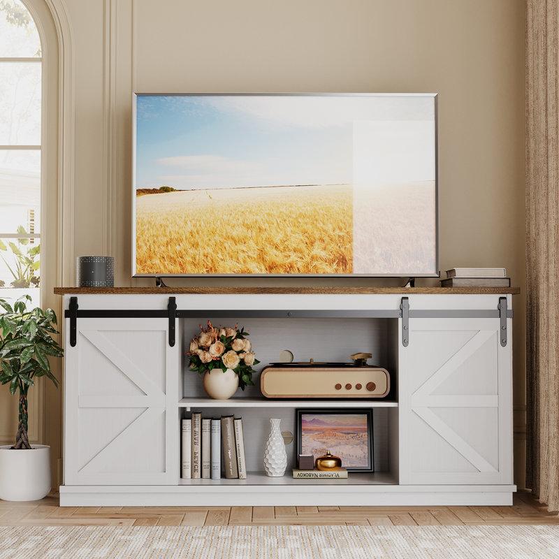 Wayfair Hartin TV Stand With Sliding Barn Doors For TVs Up To 65"