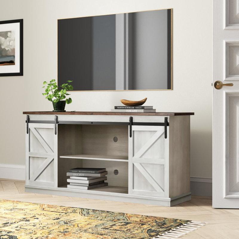 Wayfair Hartin TV Stand With Sliding Barn Doors For TVs Up To 65"