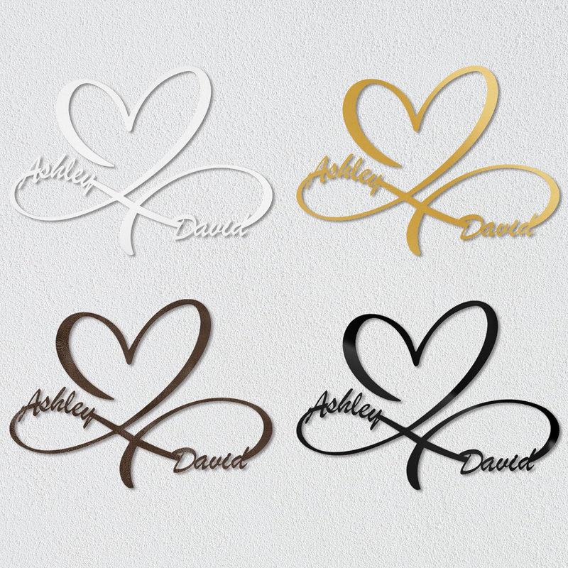 Wayfair Heart Gifts For Love Unique Wedding Present Personalize Name Metal Signs Gold Wall Decor Accents