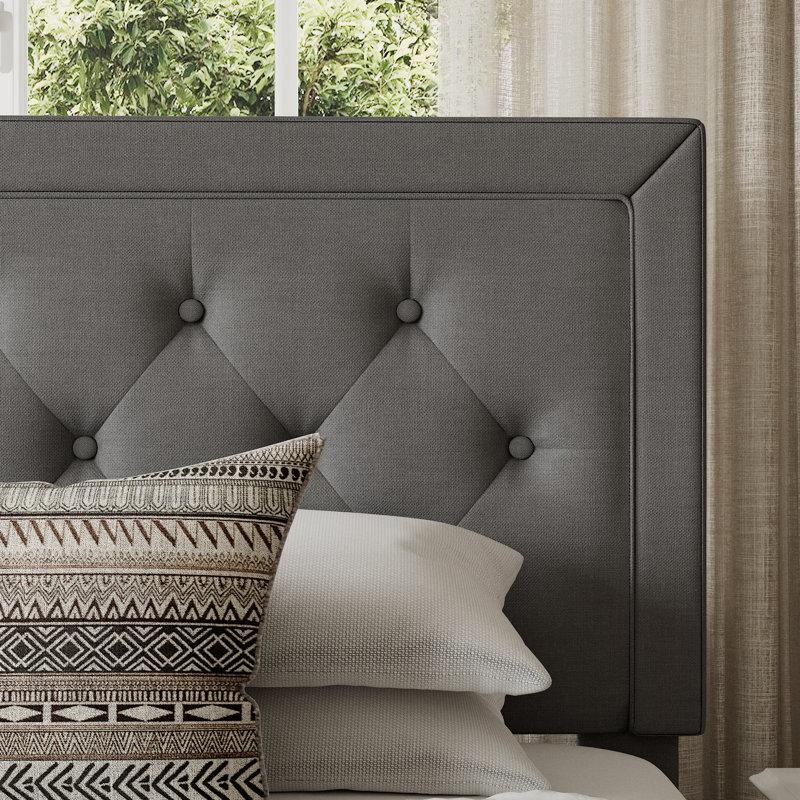 Wayfair Hegg Linen Tufted Upholstered Platform Bed With Wood Slats Headboard Included