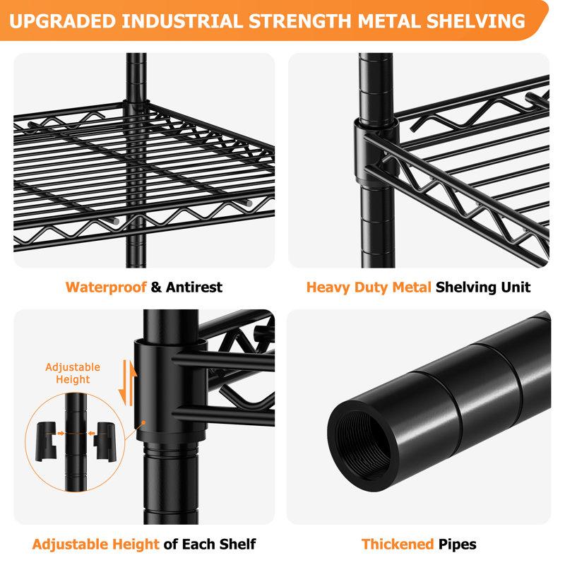 Wayfair Height-Adjustable Garage Wire Shelving Unit For Kitchen Laundry Room Pantry Warehouse Basement
