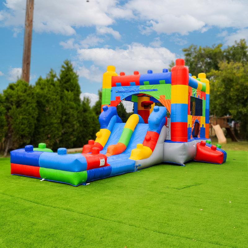 Wayfair HeroKiddo Block Party 14' X 26' Inflatable Water Slide Bounce House Combo (with Air Blower)