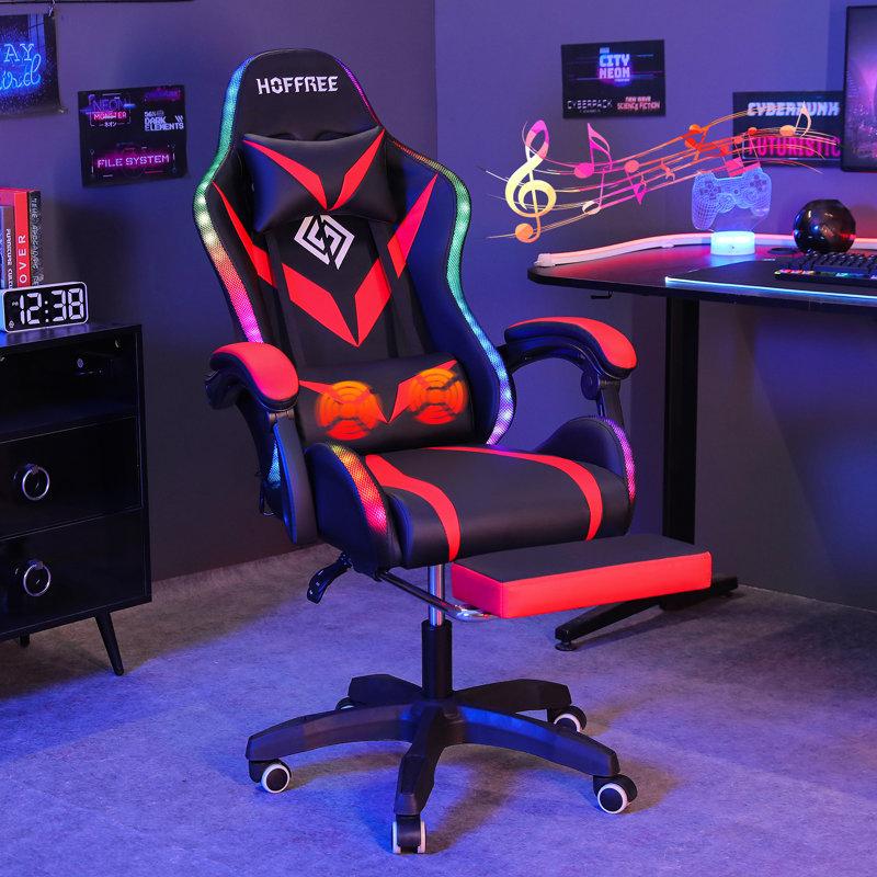 Wayfair Hoffree Massage Ergonomic Gaming Chair With Bluetooth Speakers And RGB LED Lights
