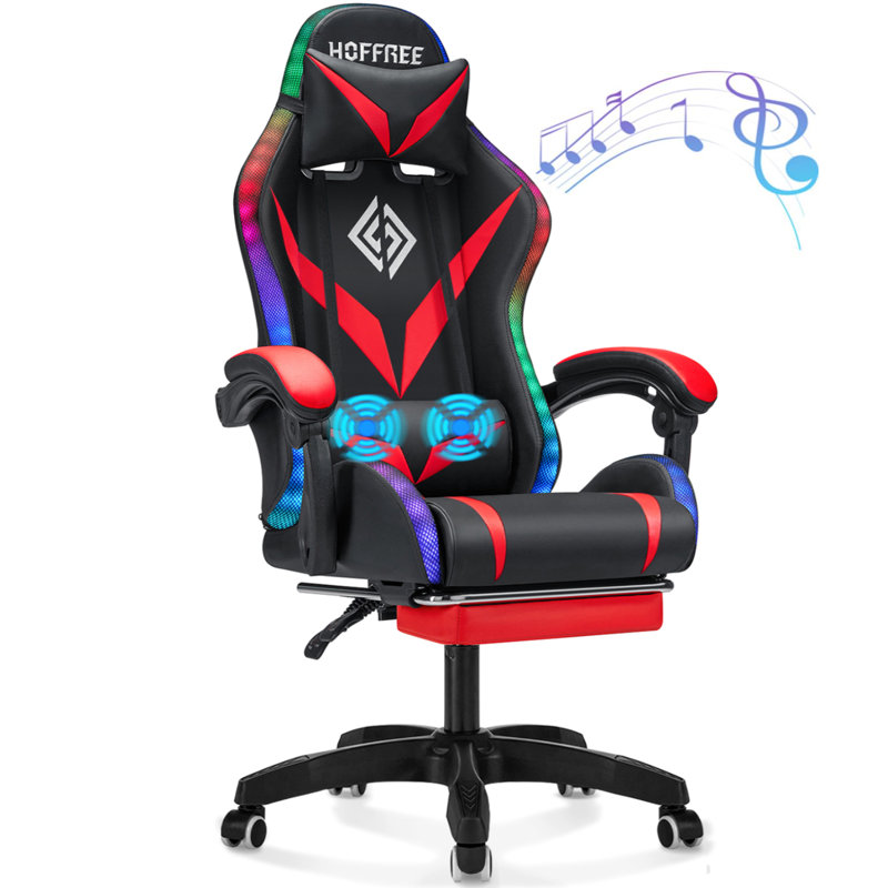 Wayfair Hoffree Massage Ergonomic Gaming Chair with Bluetooth Speakers and RGB LED Lights