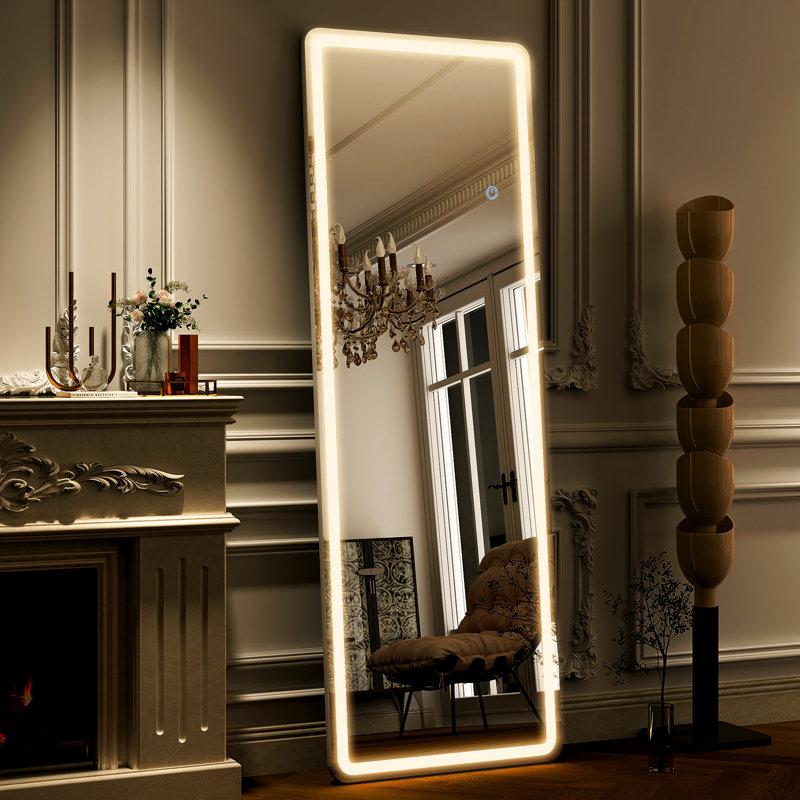 Wayfair Holroyd Lighted Full Length Mirror With Stand Rectangle LED Wall Mirror