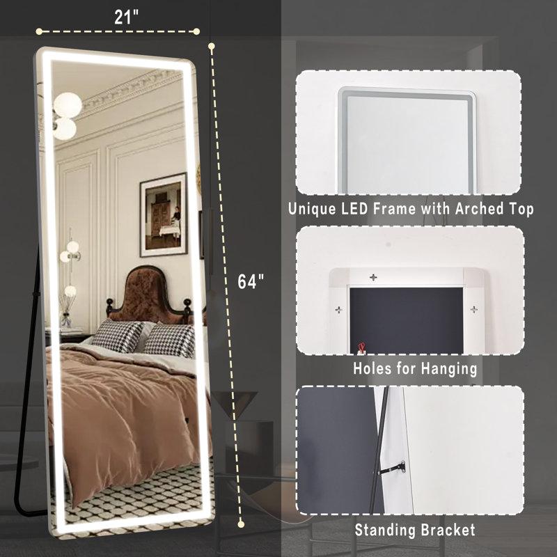 Wayfair Holroyd Lighted Full Length Mirror With Stand Rectangle LED Wall Mirror