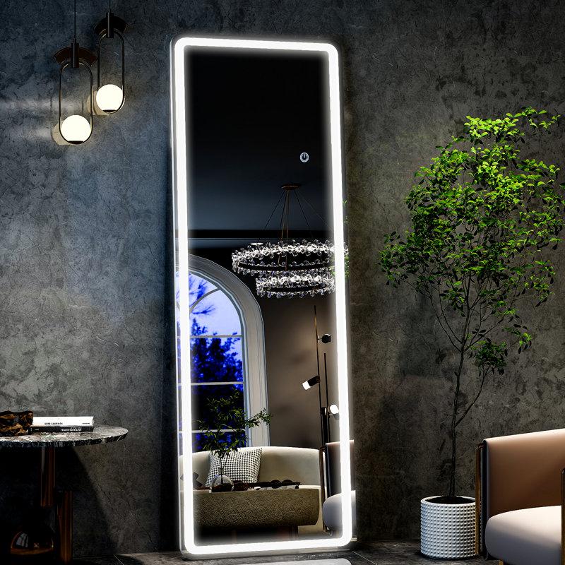 Wayfair Holroyd Lighted Full Length Mirror with Stand Rectangle LED Wall Mirror