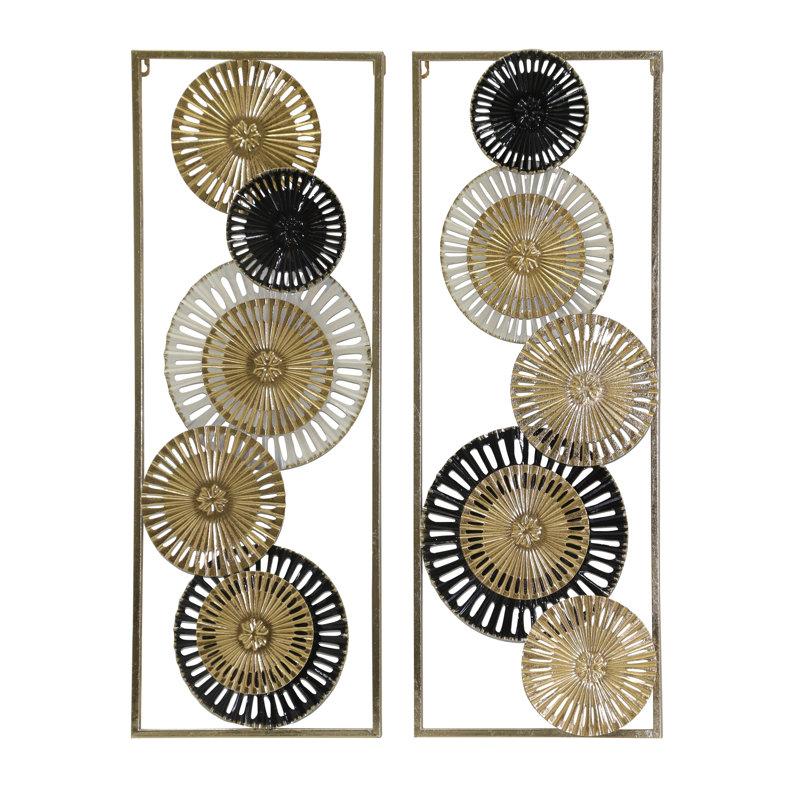 Wayfair House of Hampton® Iron Metal Wall Panels Set Of 2 32-Inch Pierced Disc Design (Set of 2)