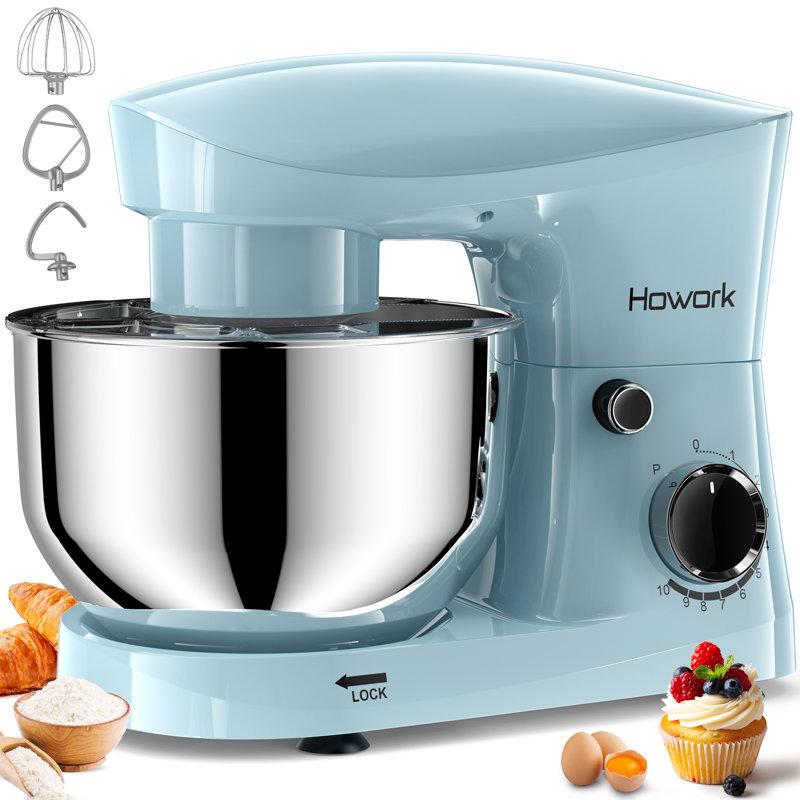 Wayfair Howork 10+ Speed 6-Quart Electric Stand Mixer With Splash Guard Dough Hook Flat Beater Whisk Egg Separator Scraper Attachments SM1545-Blue