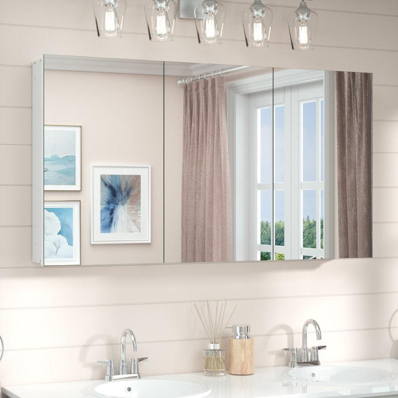 Wayfair Husai Recessed Or Surface Mount Aluminum Frameless Medicine Cabinet With Mirrored Door And Adjustable Shelves