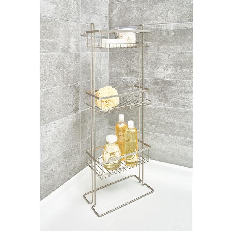 Wayfair IDesign Everett 3-Tier Shower Shelf Organizer For Shampoo Conditioner Soap Cosmetics Beauty Products 12" X 7" X 32" Satin