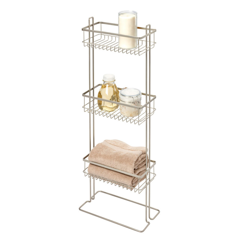 Wayfair IDesign Everett 3-Tier Shower Shelf Organizer For Shampoo Conditioner Soap Cosmetics Beauty Products 12" X 7" X 32" Satin