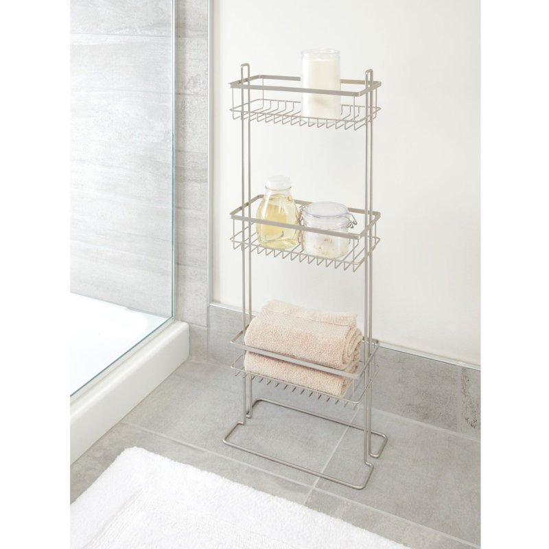 Wayfair iDesign Everett 3-Tier Shower Shelf Organizer for Shampoo Conditioner Soap Cosmetics Beauty Products 12" x 7" x 32" Satin
