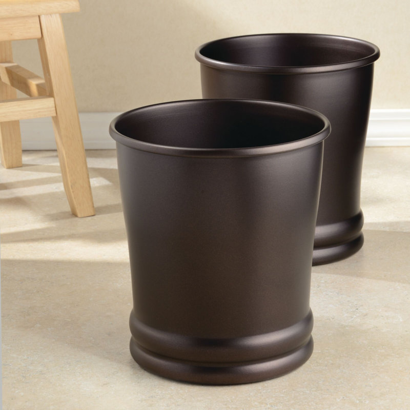 Wayfair IDesign Set Of 2 Steel Round Bathroom Trash Cans - Bronze (Set Of 2)