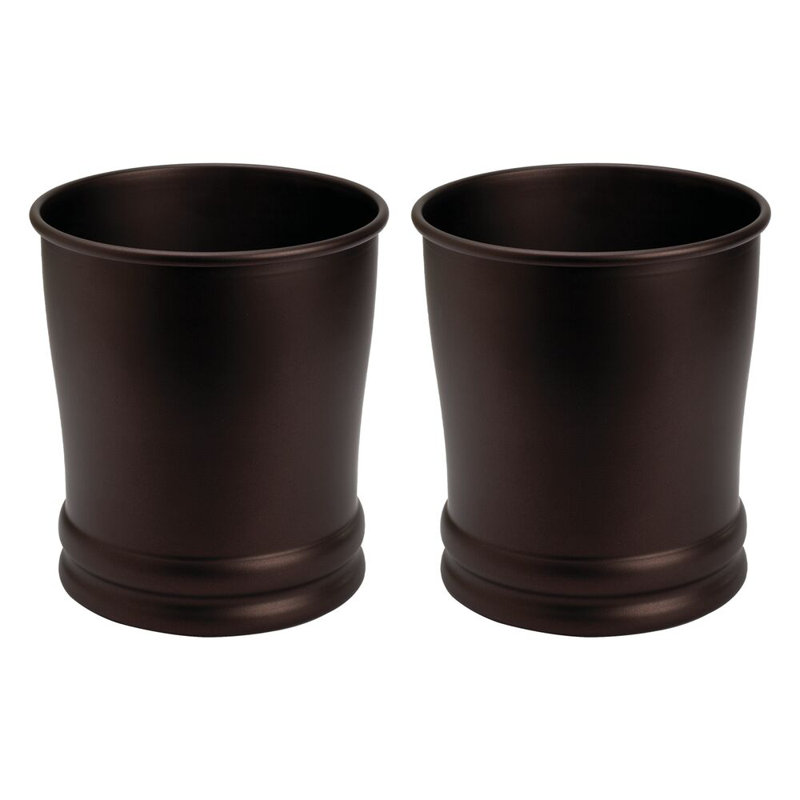 Wayfair iDesign Set of 2 Steel Round Bathroom Trash Cans - Bronze (Set of 2)