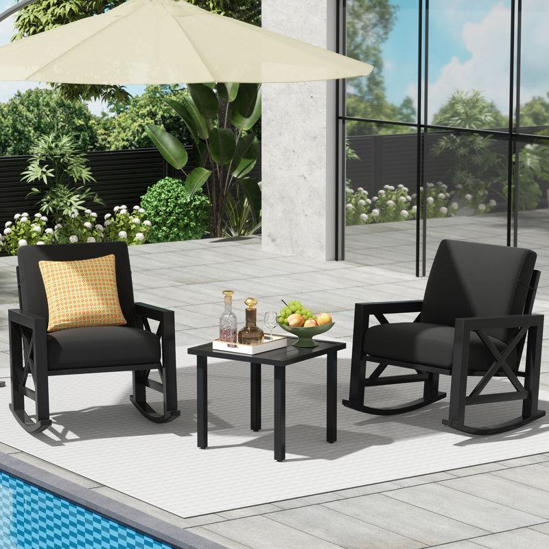 Wayfair Isfried 3 Piece Metal Frame Outdoor Conversation With Thick Cushions