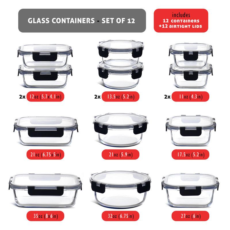 Wayfair Ivy Bronx Glass Food Storage Containers With Lids (Set Of 12)