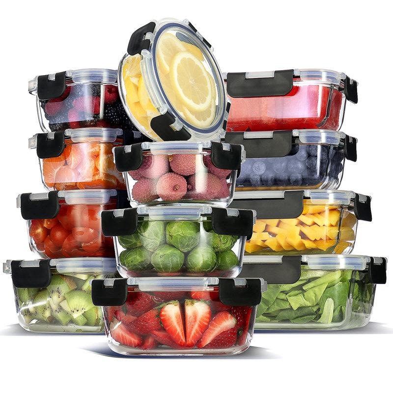 Wayfair Ivy Bronx Glass Food Storage Containers with Lids (Set of 12)