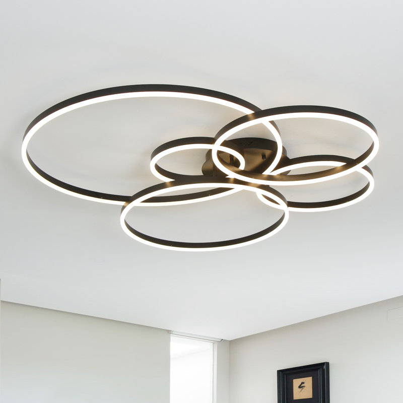 Wayfair Jadiamond 6-Light 47.2 Inch Modern Flush Mount Large Circle Ceiling Fixture With Remote Control