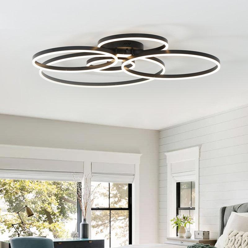 Wayfair Jadiamond 6-Light 47.2 Inch Modern Flush Mount Large Circle Ceiling Fixture With Remote Control