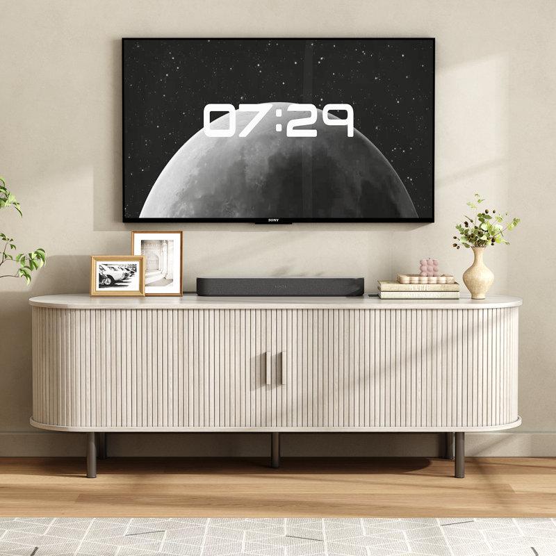 Wayfair Jalonda Modern Wood TV Stand With Storage And Shelves To Fit Up To 80" TVs