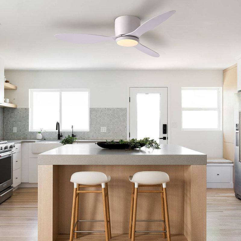 Wayfair Jamarreon 42''/52'' Flush Mount Dimmable Ceiling Fan With LED Lights And Remote Control