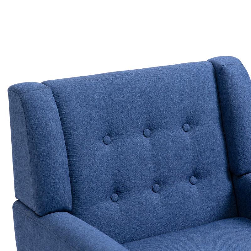 Wayfair Jaqueze Tufted Upholstered Wide Back Armchair With Solid Wood Leg