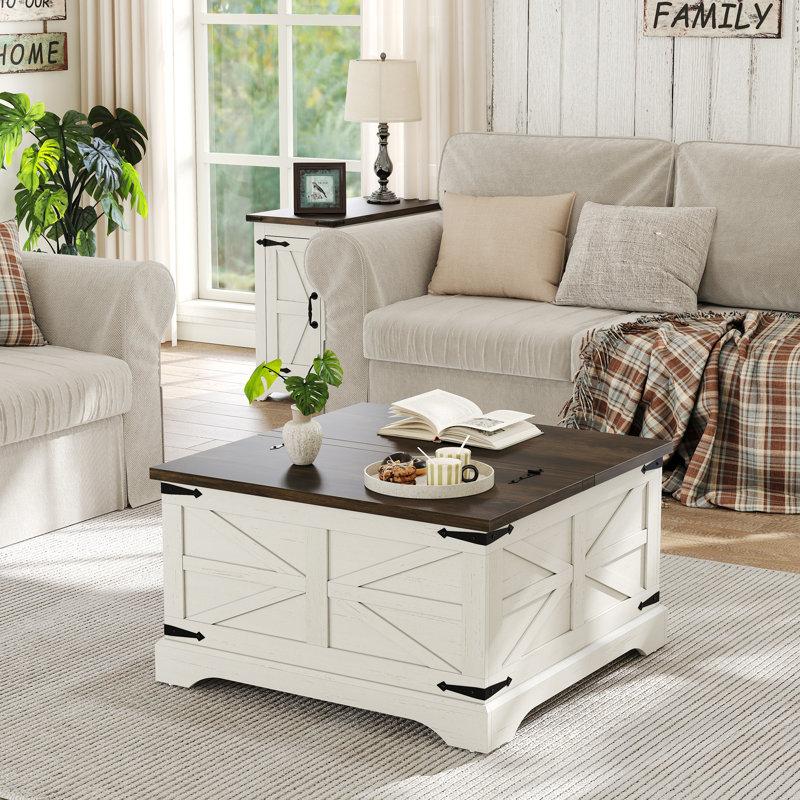 Wayfair Jareal Coffee Table Farmhouse Lift Top Coffee Table Square Coffee Table With Storage For Living Room
