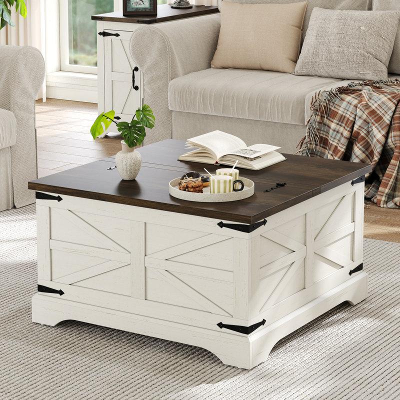 Wayfair Jareal Coffee Table Farmhouse Lift Top Coffee Table Square Coffee Table with Storage for Living Room