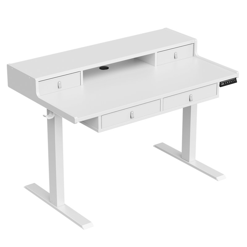 Wayfair Jeneffer Computer Standing Desk With 4 Drawers For Home Office Electric Height Adjustable Gaming Desk With Storage Shelf