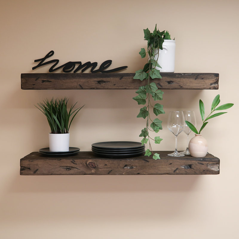 Wayfair Jesher 2 Piece Distressed Floating Shelves (Set of 2)