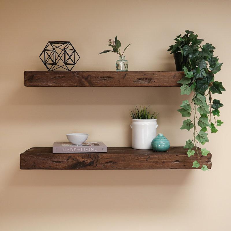 Wayfair Jesher 2 Piece Distressed Floating Shelves (Set of 2)