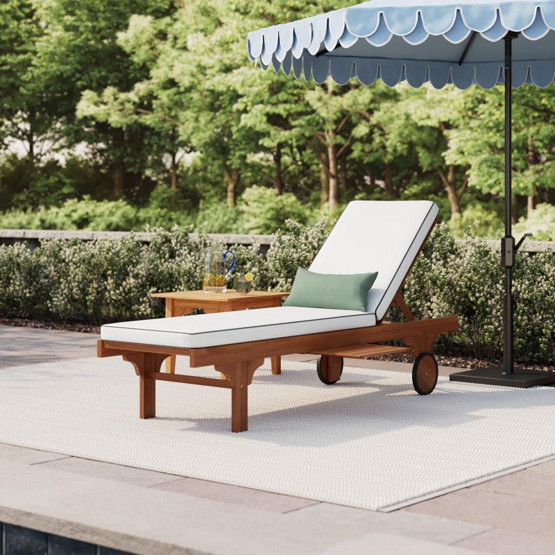 Wayfair Jivera Outdoor Acacia Wood Chaise Lounge Cushion Included