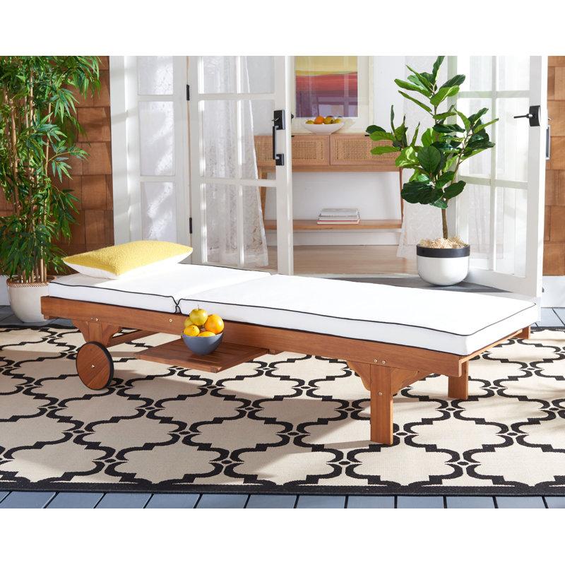 Wayfair Jivera Outdoor Acacia Wood Chaise Lounge Cushion Included