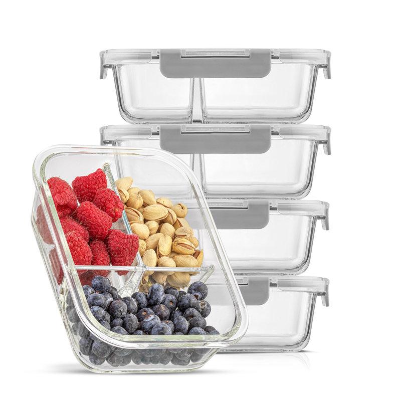 Wayfair JoyJolt 10-Piece 3-Section Glass Food Storage Container (Set of 5)