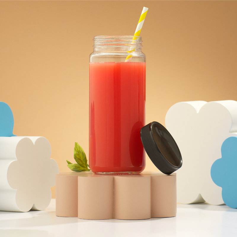 Wayfair JoyJolt Glass Juice Bottles With Black Lids 16oz (Set Of 8)