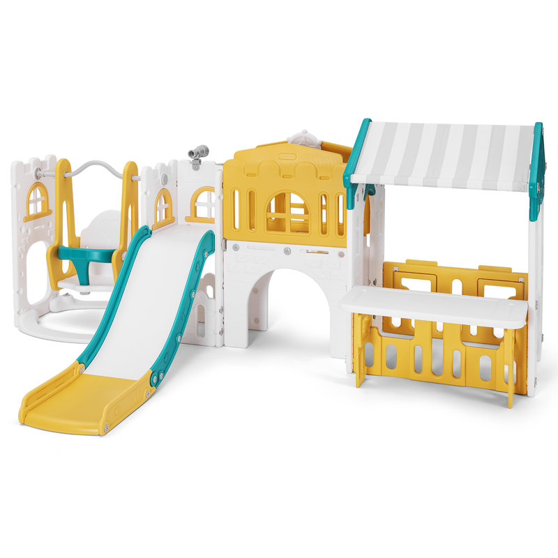 Wayfair Joyldias 10 In 1 Toddler Slide With Swing Kid Plastic Climber Slide With Play House