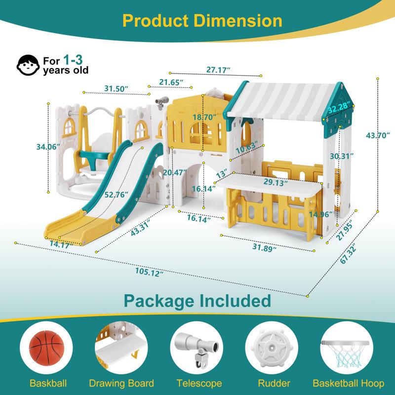 Wayfair Joyldias 10 In 1 Toddler Slide With Swing Kid Plastic Climber Slide With Play House