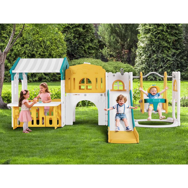 Wayfair Joyldias 10 In 1 Toddler Slide With Swing Kid Plastic Climber Slide With Play House
