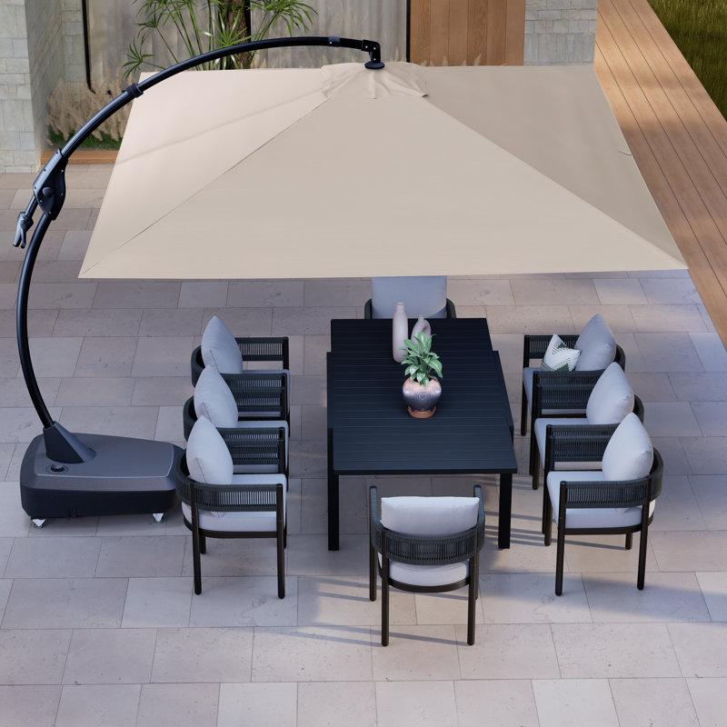 Wayfair Kappel 10 X 13 Ft Rectangular Tilt Adjustable Curved Cantilever Umbrella With Base