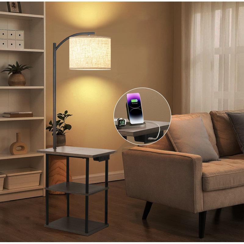 Wayfair Kartrina 59.84'' Tray Table Floor Lamp With USB & Type-C & AC Port