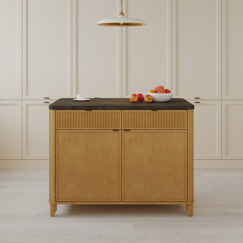 Wayfair Kathryne 48" Kitchen Island With Black Quartz Countertop