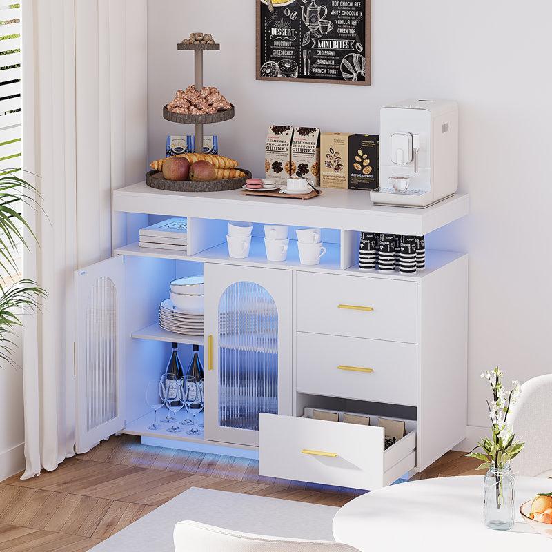 Wayfair Katracy 39.37'' Sideboard Cabinet With RGB LED Lights Wireless Charging USB Ports & Motion Sensor